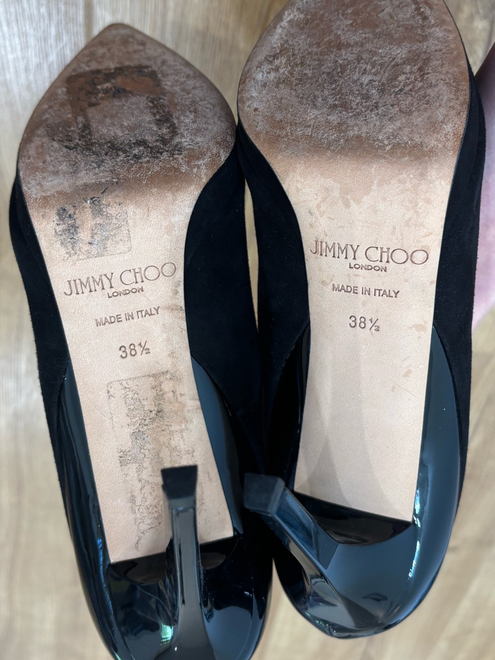 Jimmy Choo Suede and Patent Leather Pumps - Picture 3 of 5